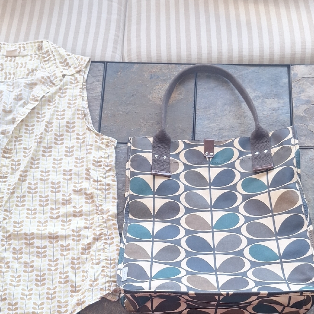 Orla Kiely patterned Tote Bag and shirt